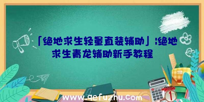 「绝地求生轻量直装辅助」|绝地求生青龙辅助新手教程